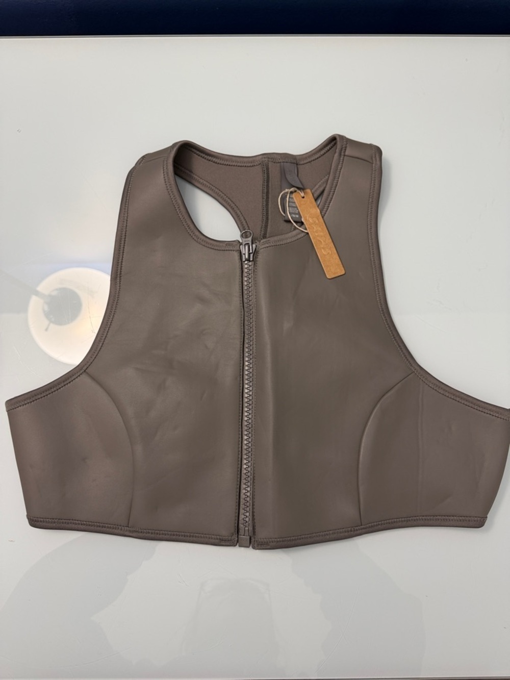 NWT SKIMS Rubberized Scuba Swim High Neck Bikini Top